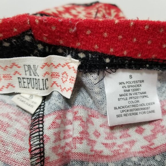Pink Republic leggings Small Christmas XMas reindeer fair isle snowflake holiday - Picture 12 of 13